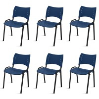 Pack de 6 chaises Smart avec structure en époxy noir et coques en plastique (Différentes couleurs)